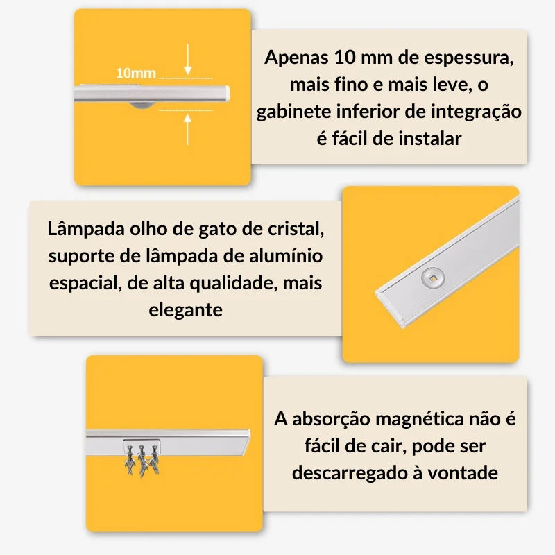 Luminária LED Magnética com Sensor: Instalação Fácil e Design Moderno