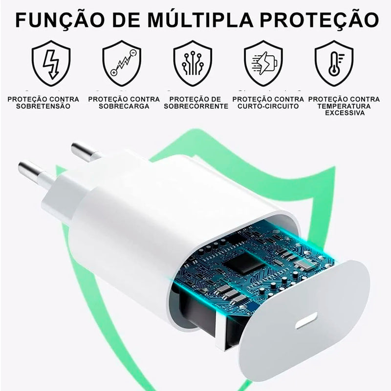 Carregador Turbo PowerCharge 20W Tipo-C – Potência e Praticidade na Palma da Sua Mão!