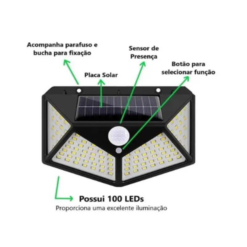 SolarGuard 100 – Luminária Solar com Sensor de Presença