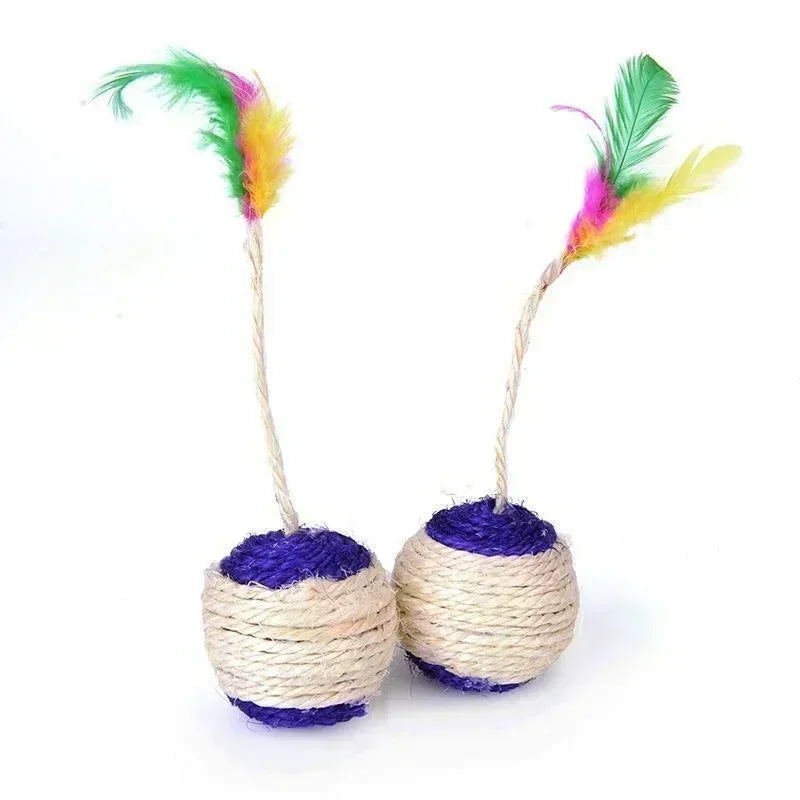 Bola de Arranhar Sisal com Penas: Brinquedo Interativo para Gatos