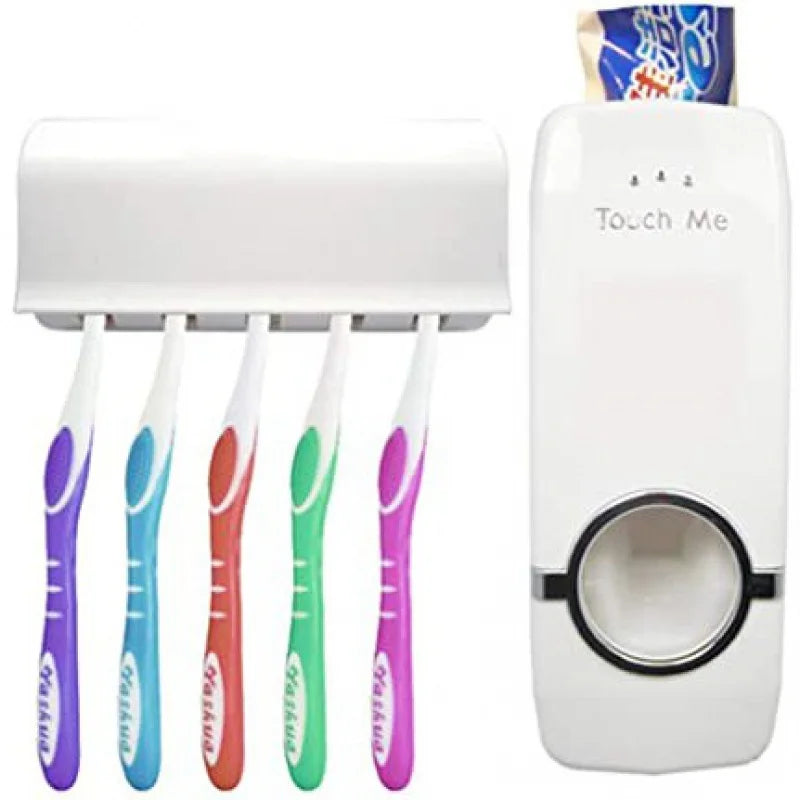 CleanSmile – Dispenser Automático de Creme Dental com Suporte para Escovas