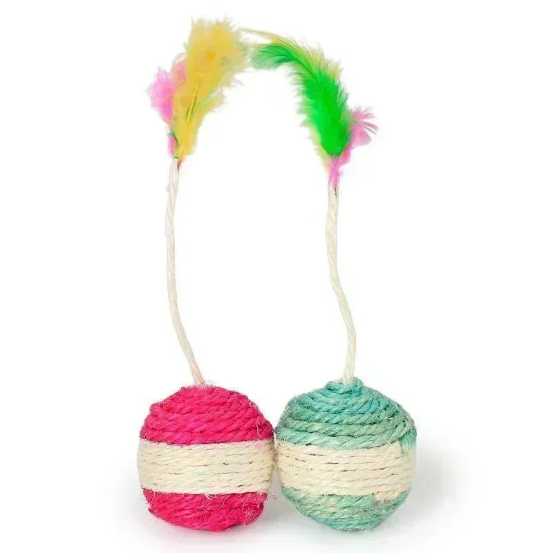 Bola de Arranhar Sisal com Penas: Brinquedo Interativo para Gatos