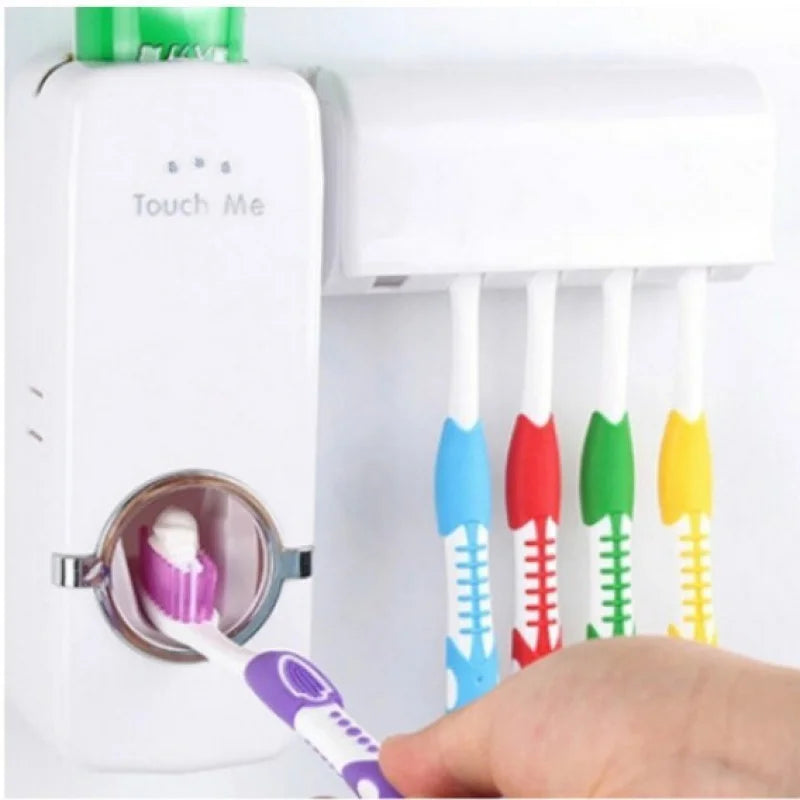 CleanSmile – Dispenser Automático de Creme Dental com Suporte para Escovas