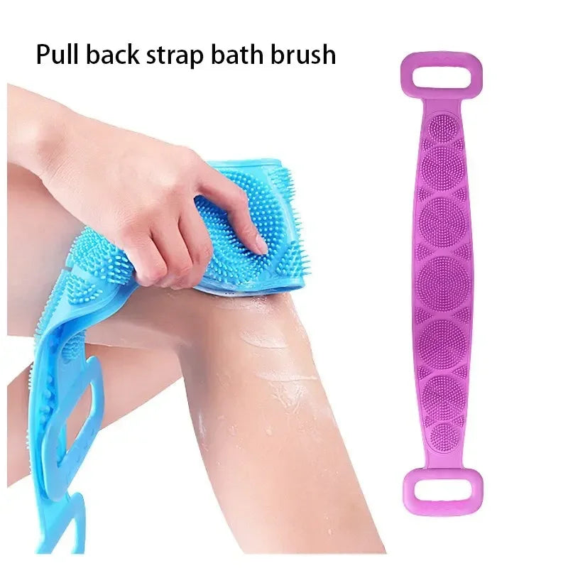 Cinto de Banho 3 em 1: Esfoliação, Limpeza e Massagem com Escova de Silicone