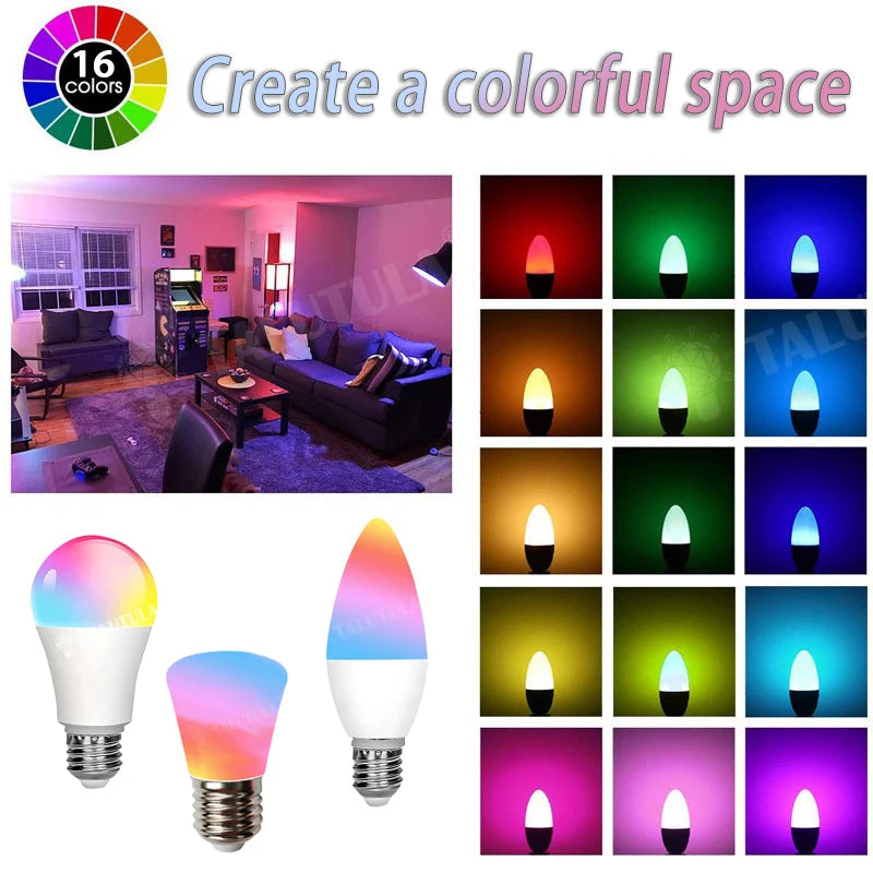 Lâmpada LED multicolorida de 16 cores