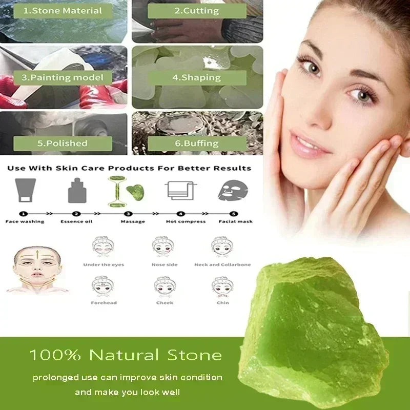 JadeGlow – Rolo de Massagem Facial e Corporal com Gua Sha de Jade Natural