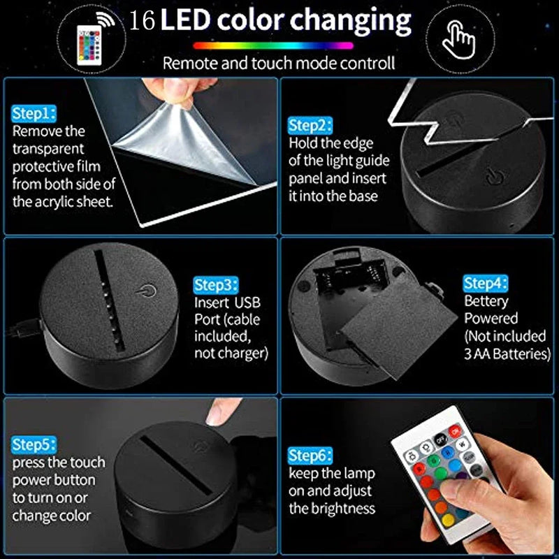 Luminária 3D Ilusional Stitch – Decoração Mágica com Controle Remoto